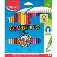  Színes ceruza készlet háromszögletű MAPED "Color&#039;Peps Star" 24 különböző szín
