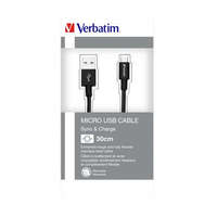 VERBATIM VERBATIM USB kábel, USB - micro USB, 0,3 m, VERBATIM, fekete