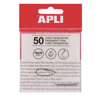 APLI APLI Öntapadó jegyzettömb, átlátszó, vízálló, 75x75 mm, 50 lap, APLI, víztiszta