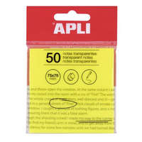 APLI APLI Öntapadó jegyzettömb, átlátszó, vízálló, 75x75 mm, 50 lap, APLI, sárga