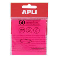 APLI APLI Öntapadó jegyzettömb, átlátszó, vízálló, 75x75 mm, 50 lap, APLI, rózsaszín