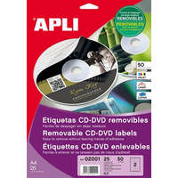 APLI APLI Etikett, CD/DVD, A4, matt, eltávolítható, APLI