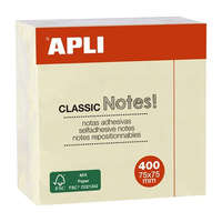 APLI APLI Öntapadó jegyzettömb, 75x75 mm, 400 lap, APLI "Classic", sárga