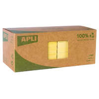 APLI APLI Öntapadó jegyzettömb, 75x75 mm, 100 lap, újrahasznosított, APLI "Classic", sárga