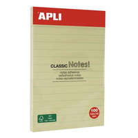 APLI APLI Öntapadó jegyzettömb, vonalas, 100x150 mm, 100 lap, APLI "Classic", sárga
