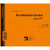 Árváltozási leírási jegyzék 25x2 lapos tömb A/5 fekvő