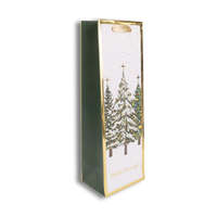 Dísztasak boros 12x36 cm havas fenyők