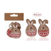 Húsvéti dekor fa akasztós nyuszi tojás 8x5 cm 2 db/csomag