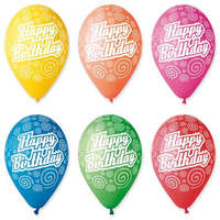 . . Léggömb, 30 cm, "Happy Birthday", körkörös
