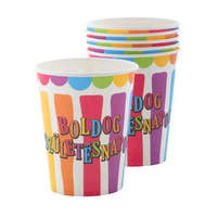 . . Pohár, papír, 2,5 dl, "Boldog születésnapot", csíkos-pöttyös