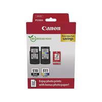 CANON CANON PG510/CL511 Tintapatron multipack + GP-501 fotópapír, Pixma MP240 nyomtatóhoz, CANON, fekete, színes, 220+240 o. + 50 ív