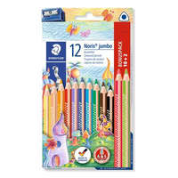 STAEDTLER STAEDTLER Színes ceruza készlet, háromszögletű, vastag, hegyezővel, STAEDTLER "Noris® Jumbo 128", 10+2 különböző szín