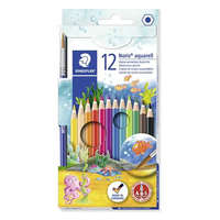 STAEDTLER STAEDTLER Akvarell ceruza készlet, hatszögletű, ecsettel, STAEDTLER "Noris® aquarell 144 10", 12 különböző szín
