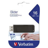 VERBATIM VERBATIM Pendrive, 16GB, USB 2.0, VERBATIM "Slider", fekete