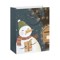 Dísztasak CREATIVE Special M 18x23x10 cm karácsonyi hóemberes színes fényes sodort füles