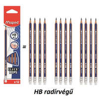 Maped MAPED háromszögletű grafitceruza, HB radírvégű (12 db) - Black Peps Navy