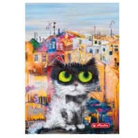 Herlitz City - Crazy Cats Fekete cica kockás füzet, (A5/60) FÓLIÁS fedlappal!