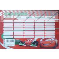 Egyéb Cars/Verdák Piros kétoldalas órarend