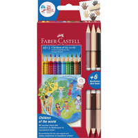 Faber-Castell Faber-Castell színesceruza készlet, 12 szín + 3 db Bicolor (6 db bőrszín)