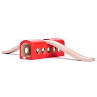 Woodyland Fa piros vasúti alagút kiegészítő elem felüljáróval