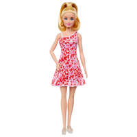 Mattel Barbie Fashionista barátnők stílusos divatbaba - piros-rózsaszín virágmintás ruhában