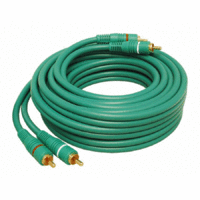EGYÉB KPO2613A-1,5 RCA kábel, 2RCA dugó - 2RCA dugó,zöld,aranyozott dugóval, 5mm, 1,5m