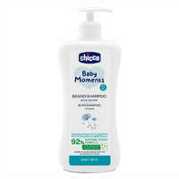 CHICCO Baby Moments sampon és testápoló adagolóval 92 % természetes összetevőkkel 500 ml