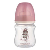 CANPOL BABIES Széles nyakú cumisüveg Bonjour Paris 120 ml rózsaszín