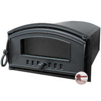 Kályhaház Öntvény, Üveges sütő ajtó, Dobbal, Állítható szellőztetővel, Tepsi tartó sínnel - Cserépkályhához és Tömegkályhához