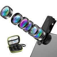 APEXEL Apexel 6 in 1 Mobil fotós Objektív Kit - 205° FishEye / 140° Széles látószögű/ 25X Makró/ CPL /Star szűrő készlet
