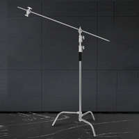 KASLAN C-Stand Fotóállvány / Vaku & LED Lámpa-tartó Rozsdamentes Acél Magic Leg - 330 cm Kamera Stúdió C-Állvány