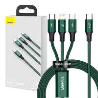 BASEUS Baseus Rapid Series 3 az 1-ben USB-C kábel, mikro USB / Lightning / USB-C, 20 W, 1,5 m (zöld)