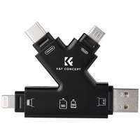 K&F Concept K&F Concept 4in1 USB/ Type-C/ MicroUSB/ Apple Lightning SD, MicroSD, TF Kártyolvasó