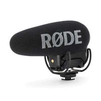 RODE Rode Videomic Pro Plus professzionális mono videomikrofon Rycote Lyre felfüggesztéssel, saját akkumulátorral, digitális funkció kapcsolókkal