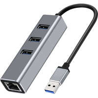 ROCKETEK 3 in 1 3xUSB 3.0 & 1000Mbps Ethernet Lan dokkoló - USB & Ethernet HUB Állomás