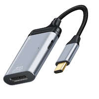 ROCKETEK DisplayPort 1.4 - 8K@60hz USB-C (Type-C) Csatlakozó Adapter + 100W PD töltő - DP-USB átalakító