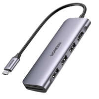 UGREEN UGREEN 6-in-1 USB-C (Type-C) -3xUSB-A/ 4K HDMI/ TF,SD Kártya-olvasó HUB [CM511]