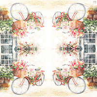Kert és Otthonbolt Virágos biciklis 3 rétegű szalvéta, 16,5 x 16,5 cm