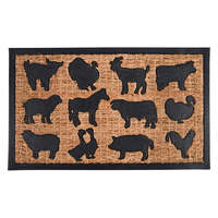Esschert Design Kókuszrost és gumi lábtörlő, farm állatos mintával, 75 x 45 cm