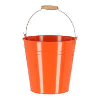Esschert Design Cink kerti vödör, fa fogóval, 10,75 literes, narancssárga