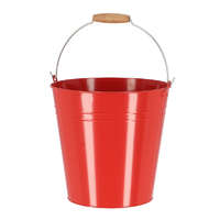Esschert Design Cink kerti vödör, fa fogóval, 10,75 literes, piros