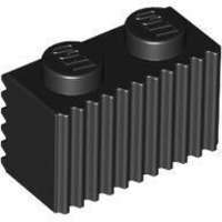 LEGO® Fekete LEGO Módosított kocka 1 x 2 bordázott oldallal