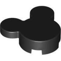 LEGO® Fekete LEGO Kerekített kocka 2 x 2 x 2/3 két kerek 1x1 kapkával (Mickey egér fej)