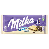 Milka Milka Oreo White fehér csokoládé vaníliás,tejes krém,kakaós keksz-100g