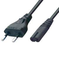 USE Home N 1/VDE hálózati csatlakozókábel, 1,5 m, H03VVH2-F 2x0,75 mm2, max.500 W, fekete