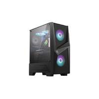 MSI MSI MAG FORGE 100M Mid Tower Gaming Computer Case 'Black, 2x 120mm ARGB PWM Fan, 1x 120mm Fan, 1-6 ARGB Hub, Mystic Light Sync, Tempered Glass Panel, ATX, mATX, mini-ITX'