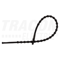 Tracon Gyöngyös nyitható kábelkötegelő, fekete 180×2mm, D=8-45mm, PE