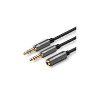 UGREEN Audio AUX splitter UGREEN kabel sluchátka mikrofon na 3,5 mm mini jack, 28 cm, hliník - černý