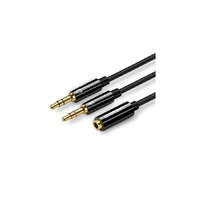 UGREEN UGREEN AV140 AUX audio rozbočovací kabel sluchátka mikrofon na 3,5 mm mini jack, ABS 20cm (černý)