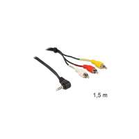 DELOCK DELOCK kábel Stereo Jack 3.5mm 4 pin male 90 fokos > 3x RCA male 1.5m